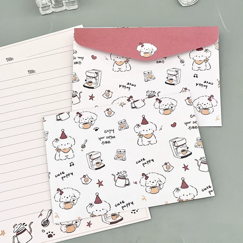 Cute Cartoon Dog Envelopes 8pcs/set for Letters DIY Letter Pad Gift Wrap Bag Wedding Party Invitation Card Cover Cute Stationery kraft paper envelopes mini envelopes
