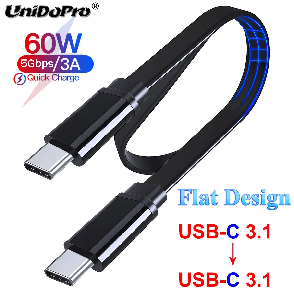 1M USB 3A Flat Type C Fast Charger Data Cable for iPad Pro iPad Mini 6