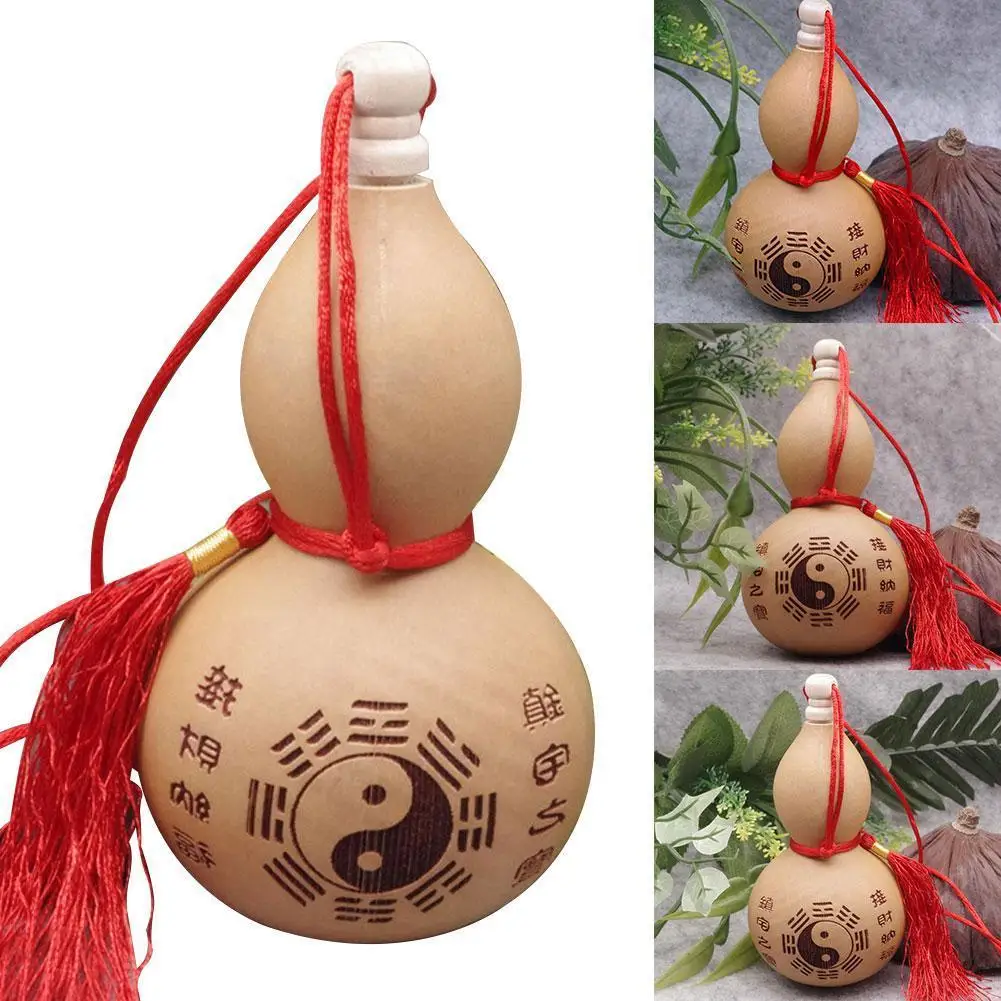 10cm Natural Mini Wine Gourd Crafts Art Collection Chinese Traditional Carving Hanging Toy Photography Props Gift