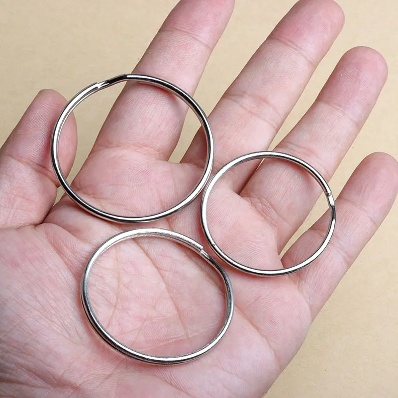 10X Quality 50Mm Keyring Split Ring Set Heavy Duty Large Nickel Key Loop  Sprung Hoop