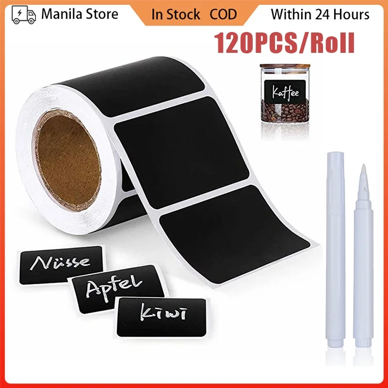 Label Stickers 120pcs/roll Jars Erasable Chalkboard Waterproof Craft Kitchen Blackboard Tag Marker Without Pen