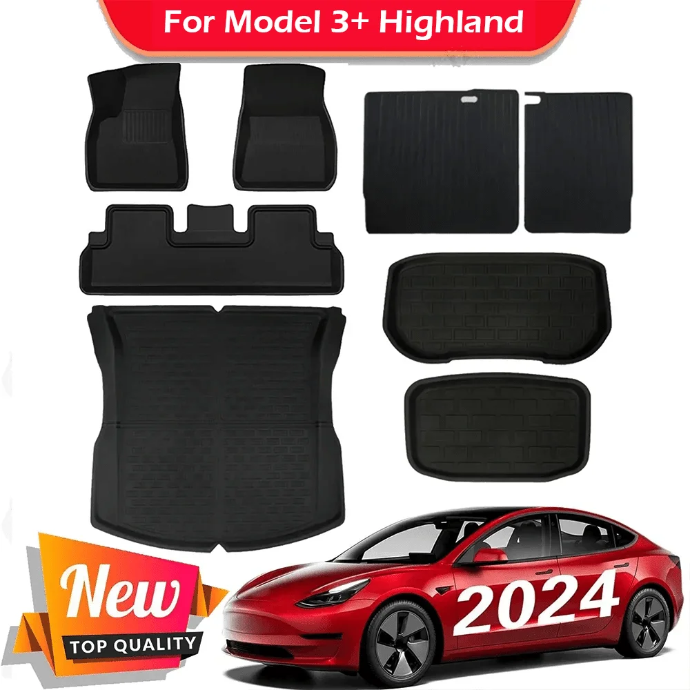 Floor Mats For Tesla Model 3 Highland All Weather Trunk Floor Mat Waterproof Non-Slip Cargo Liners