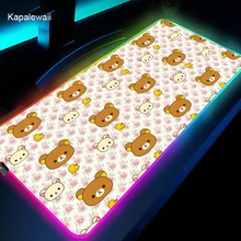 

Rilakkuma Mouse Pad Pc Rgb Anime Rug Setup Gamer Accessories Gaming Mats with Backlight Mat Mousepad Speed LED Keyboard Mat