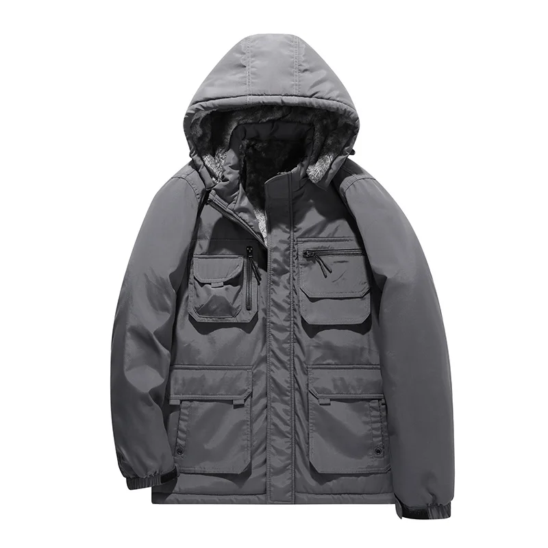 Men's Bomber Tactical Coat Winter Thickened Multi Pocket Work Clothes Outdoor Windproof Waterproof And Warm Functional Jackets