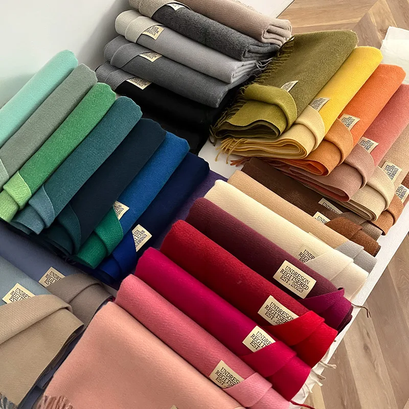 Koreanische mode Schals Einfarbig Schal Pashmina Fühlen Tücher Und Wraps Für Abendkleider Frauen Herbst Winter Decke Große – Detail 8