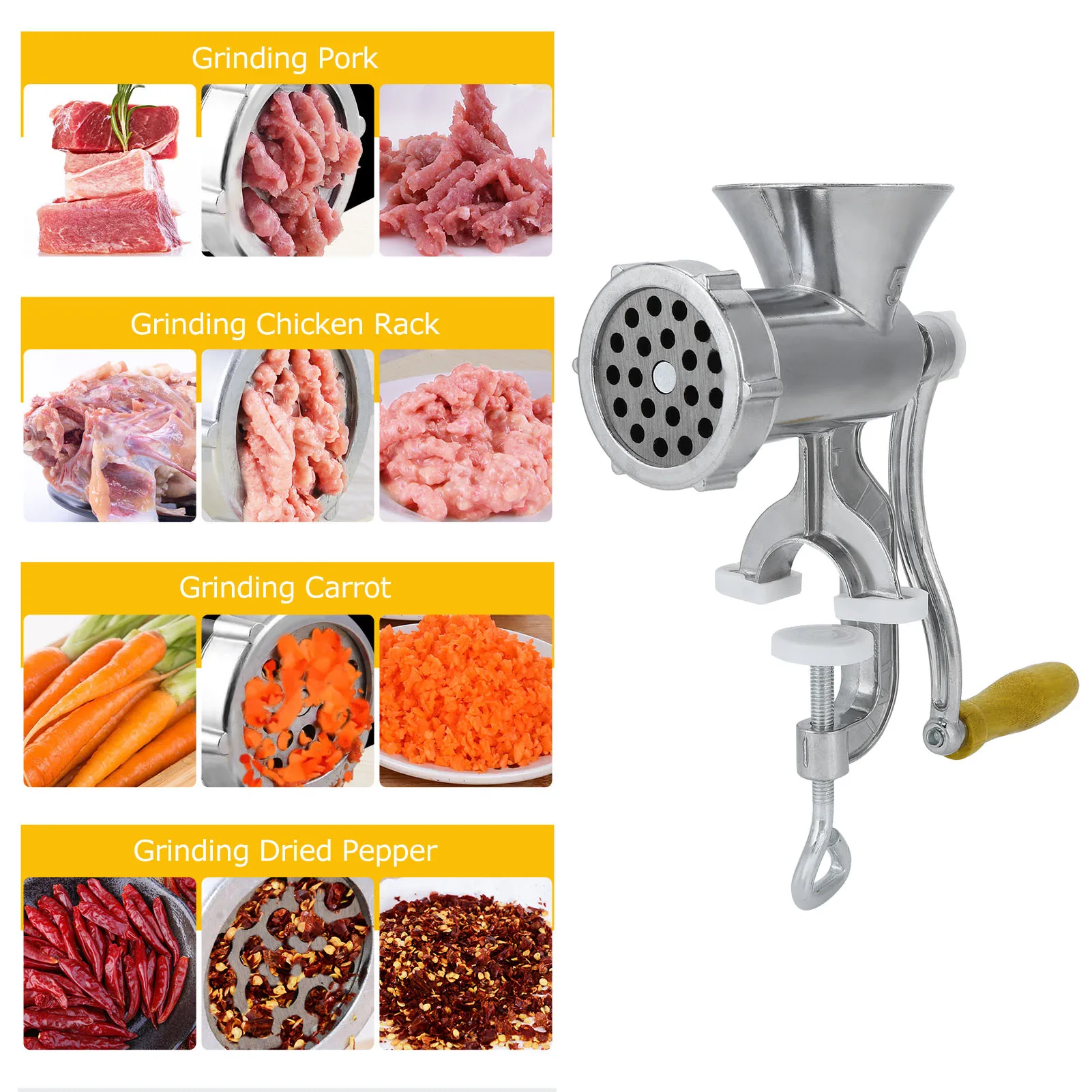 Household Aluminum Alloy Manual Sausage Meat Grinder Pepper Spice Grinding Machine Kitchen Tool 6