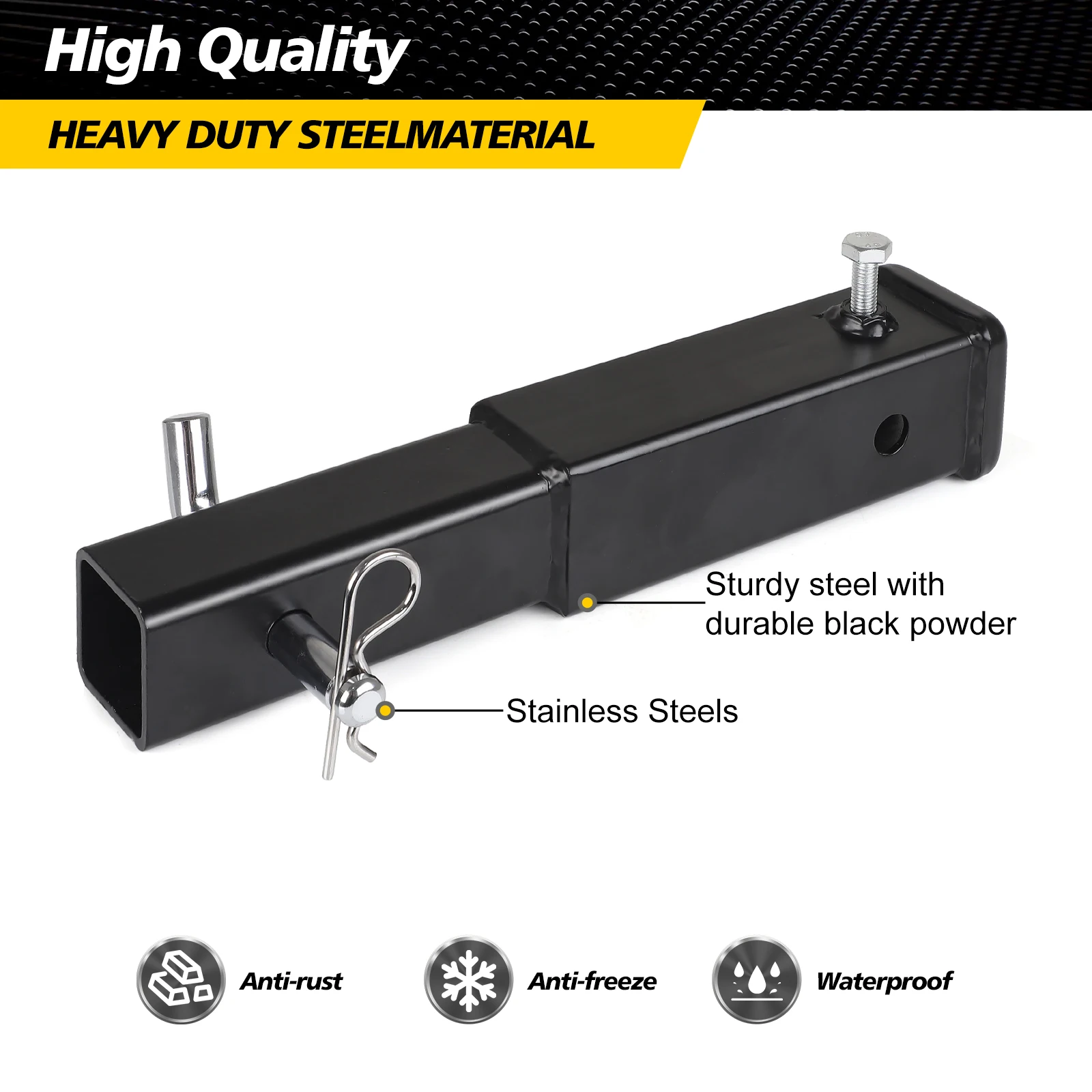 9.65" Trailer Hitch Extension With 2 Inch Receiver Tube Extender Wth 5/8 Inch Hitch Pin and Clips 3000KG GTW caravan hitch cover d ring shackle hitch