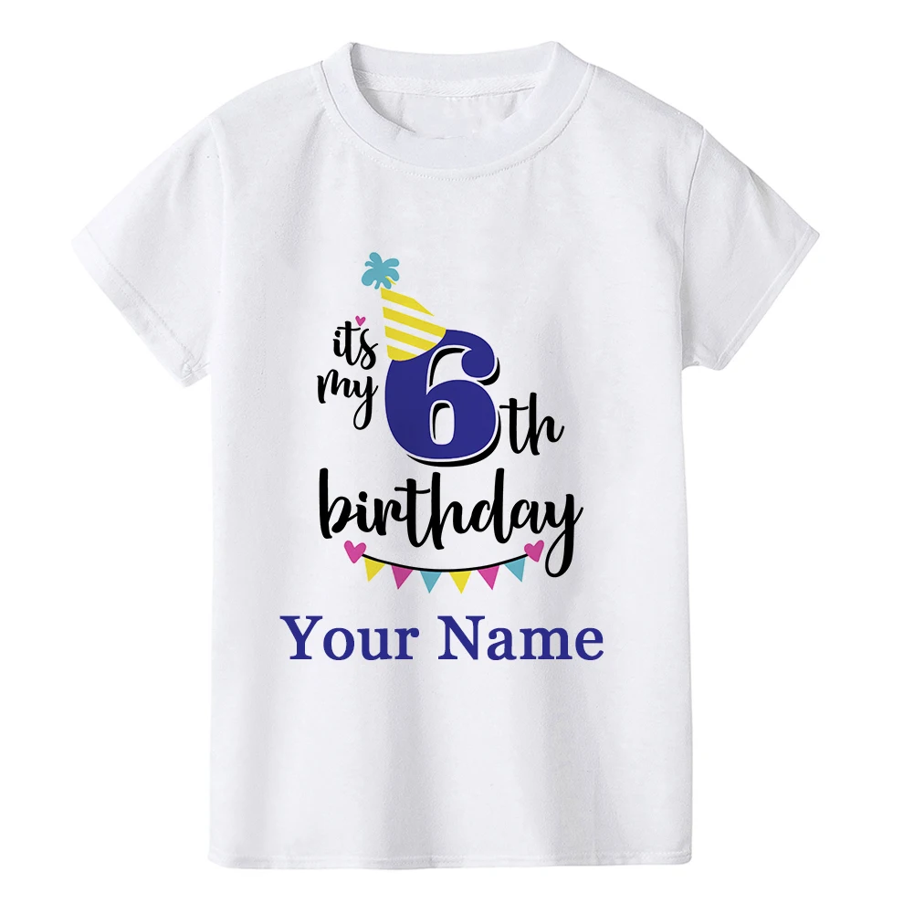 Boy Birthday Number Name Cartoon T Shirt Number 1 2 3 4 5 6 7 8 9 Graphic Kids Clothes Children Birthday T-shirts Funny Gift 6