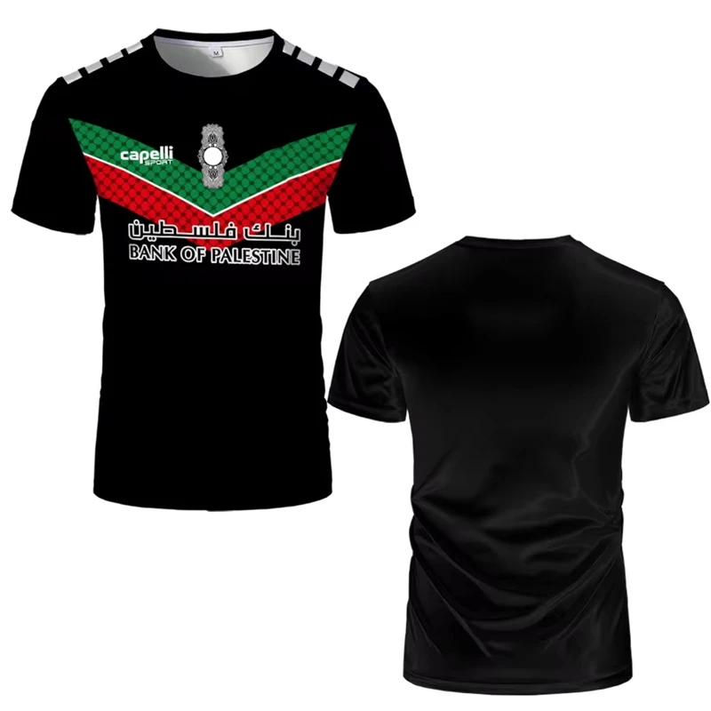 Maglia da calcio palestinese T-shirt per adulti e bambini Nuova estate Stampa digitale Uniformi da calcio Sport casual Bandiera palestinese Top da palestra - Image 4