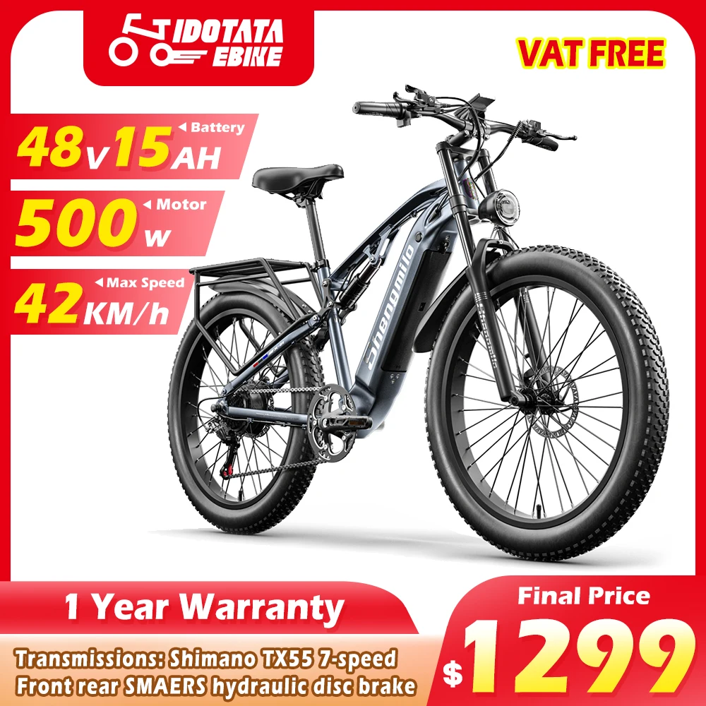 

MX05 Electric Bike 500W bafang Motor 40KM/h 48V 15AH City Electric Bicycle 26 inch Electric Mountain Bike 3.0 Fat Tire Ebike