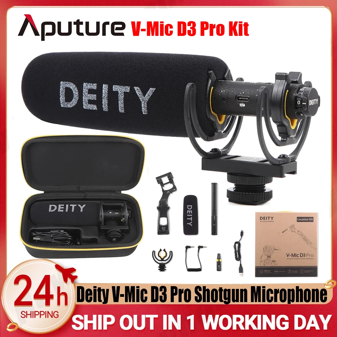 

Суперкардиоидный направленный дробовик-микрофон Deity V-Mic D3 Pro, конденсаторный микрофон Vlog с полярным рисунком, записывающий микрофон для DSLR
