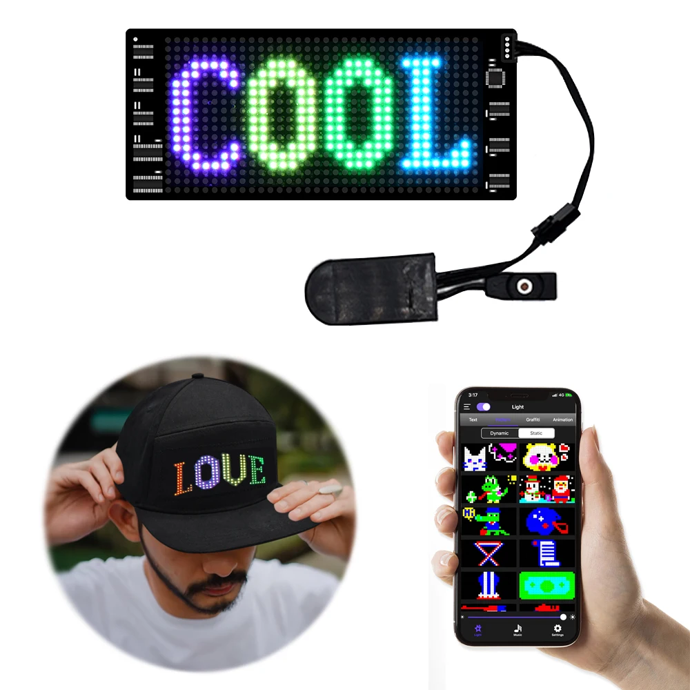 GOTUS 1632 LED flexible colorful display, controlled by Bluetooth APP, programmable text, pattern, animation advertising sign