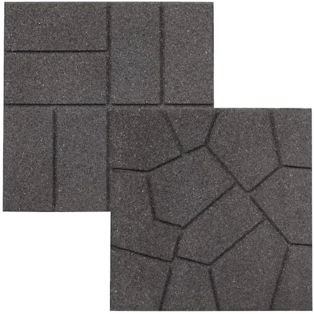 

Garden floor, rubber double-sided rubber paving brick -16 "X 16" X 3/4 "(gray, 24 tiles), outdoor, balcony, garden floor