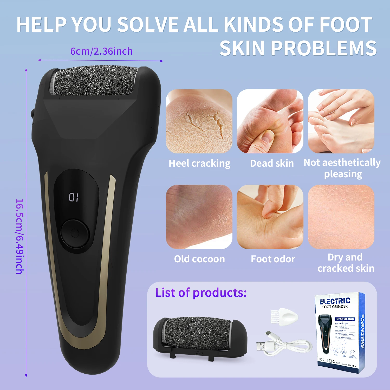 Electric Foot File Callus Remover For Smooth Feet Rechargeable_voghion.com