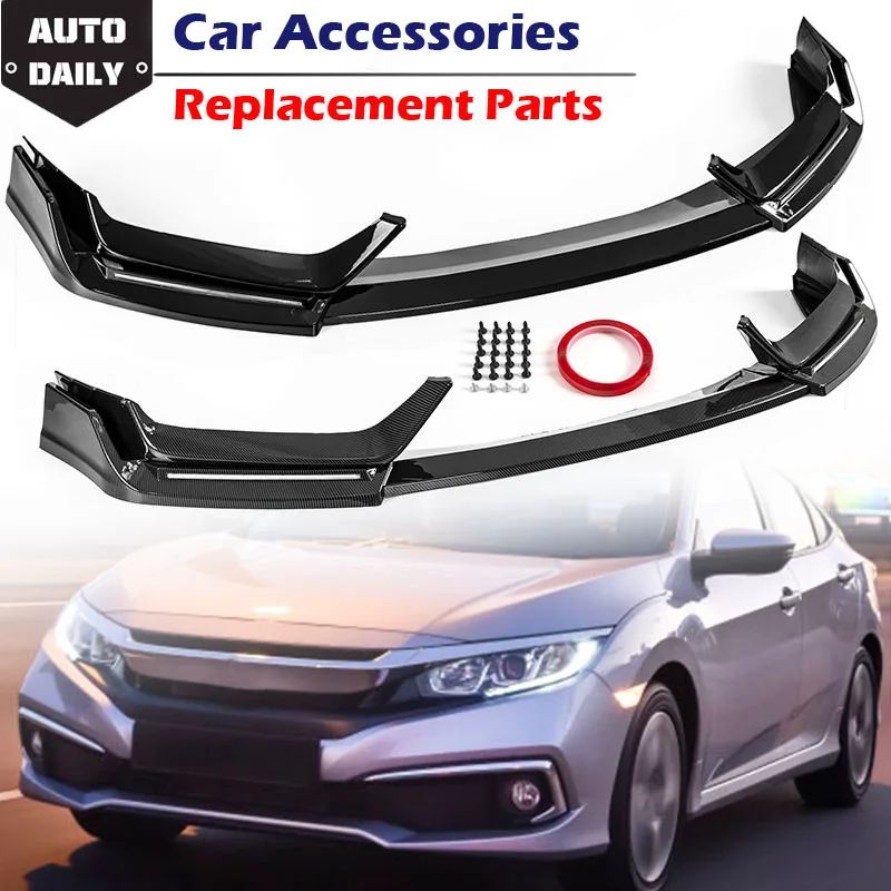 

LED Front Bumper Spoiler Lip Splitter Deflector Guard Lip Car Body Aerodynamic Kit Fit For Honda Civic Si Hatchback 2016-2021