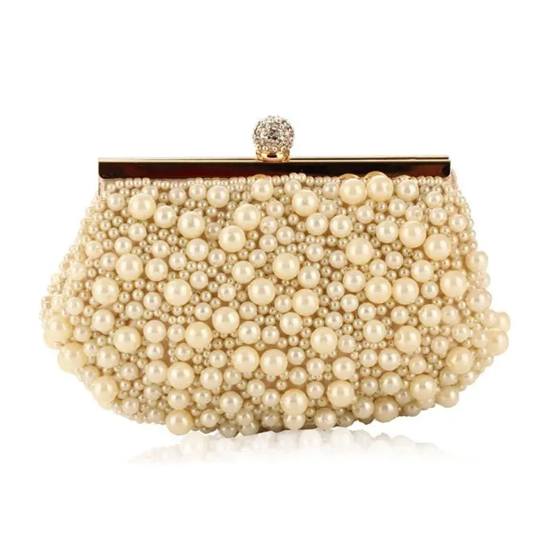 Stylish Women Beads Handbag Evening Party Bridal Clutch Bag Prom Wedding Wallet E74B