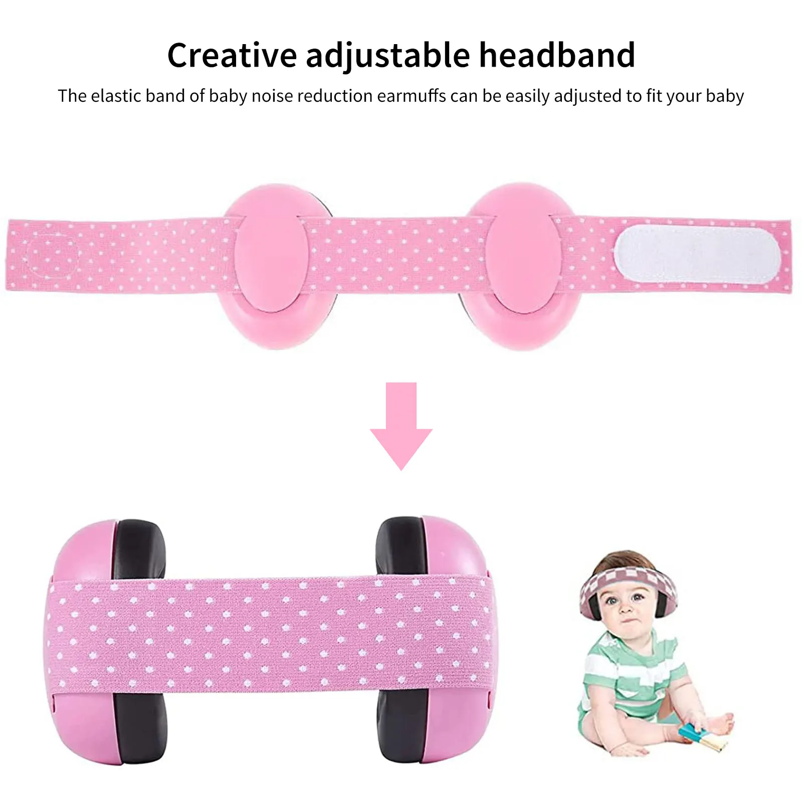

Baby Ear Safety Hear Protection Sleeping Earmuffs Reduction Noise Proof Headphone with ElasticAdjustable Headband Newborn Infant