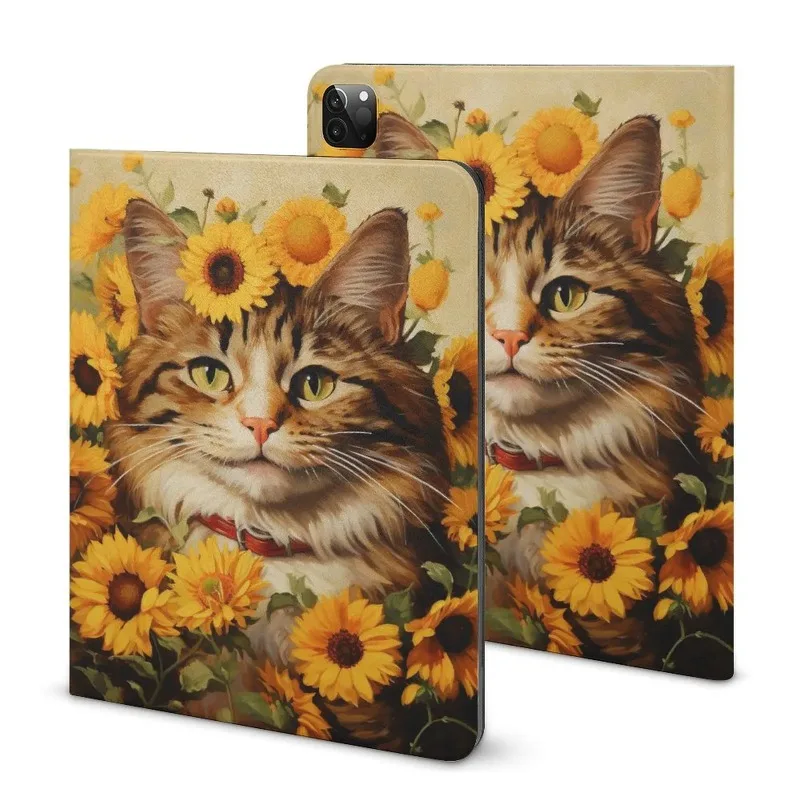 

iPad Case For iPad Air 4 Air 5 Case For iPadPro 11 Inch Case For iPad 2020 10.2 Inch Cute Cats Play in Sunflower Cover