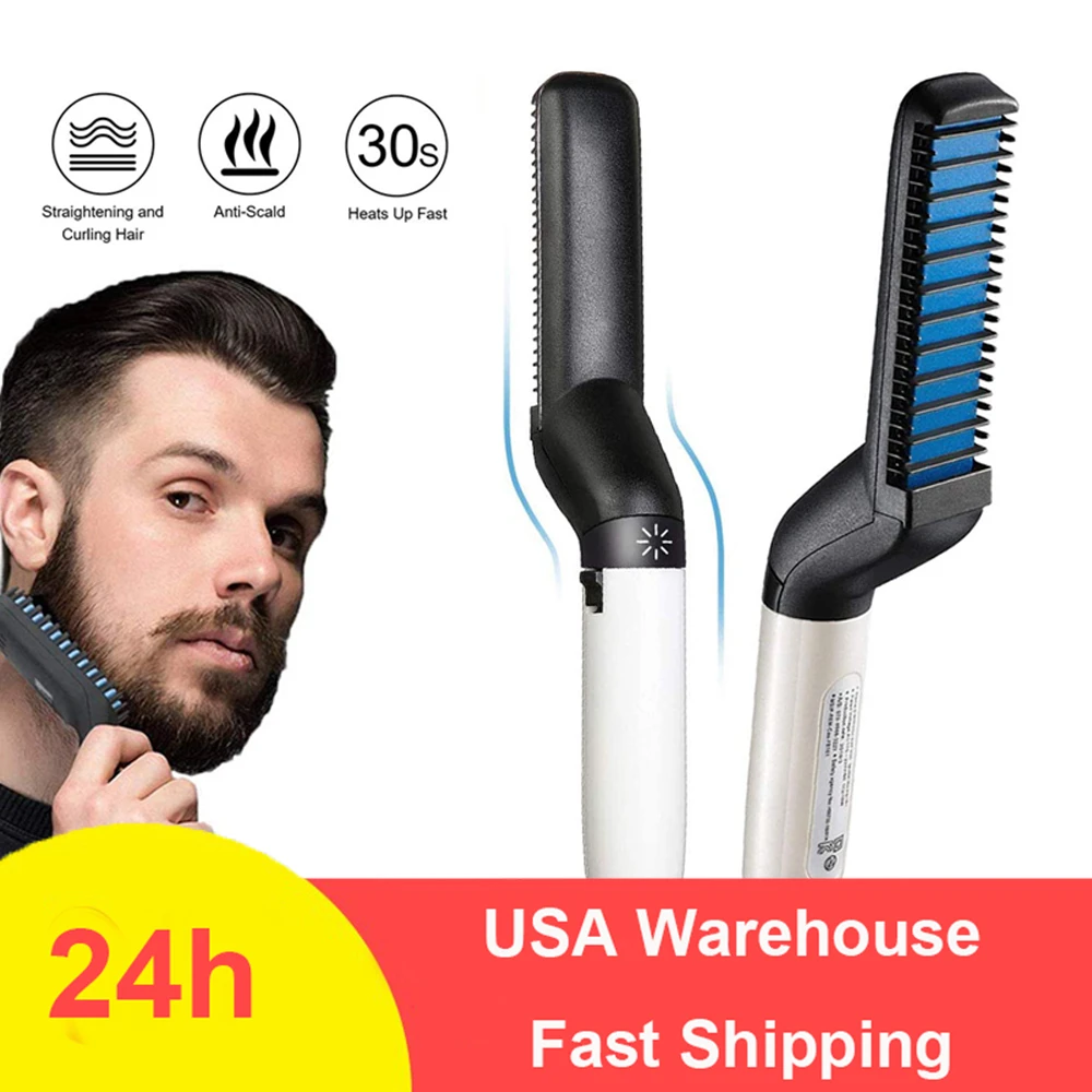Beard Straightener For Men Heating Comb Straightener Quick Beard Comb