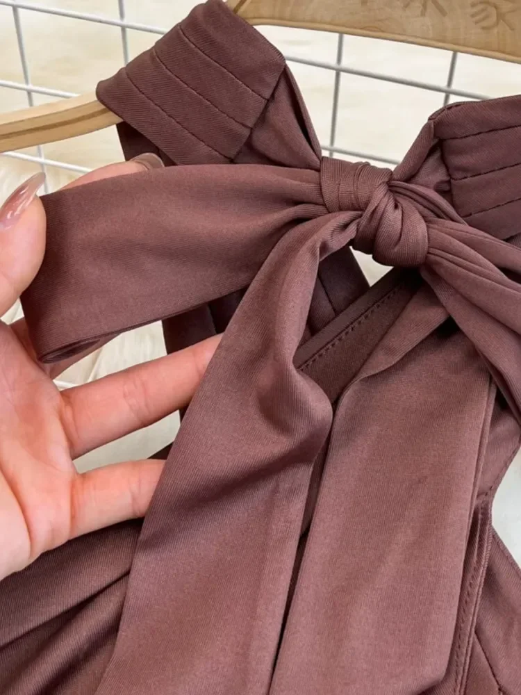 2024 New Women Fashion Summer Solid Skirts Suit Halter Sexy Cropped Tops Bodycon Saya 2 Pieces Female Beach Holiday Outfits New