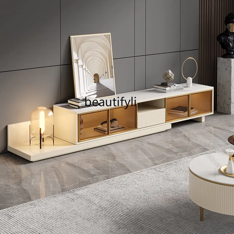 

Italian Stone Plate TV Cabinet Living Room Locker Light Luxury Modern Modern Floor Cabinet Combination
