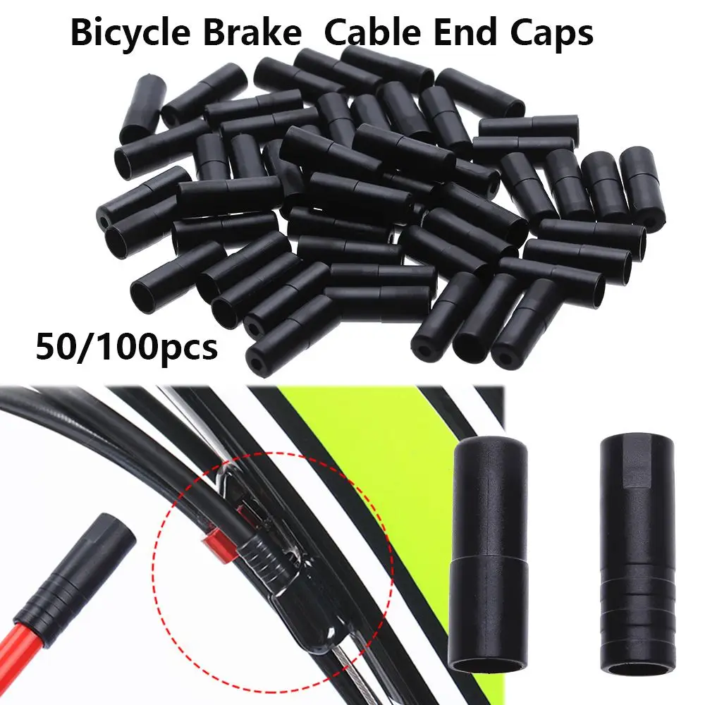 

50/100pcs MTB Bike Bicycle Brake Gear 4/5mm Black Plastic Cable Caps Outer Cable End Caps Tips Crimps Plastic Shift/Brake Cap