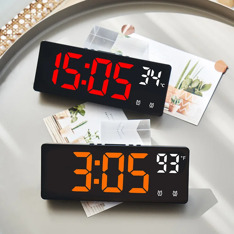 Creative Number Clock Color Nightlight Temperature Calendar Alarm Clock LED Large Number Electronic Backlight Home Decor