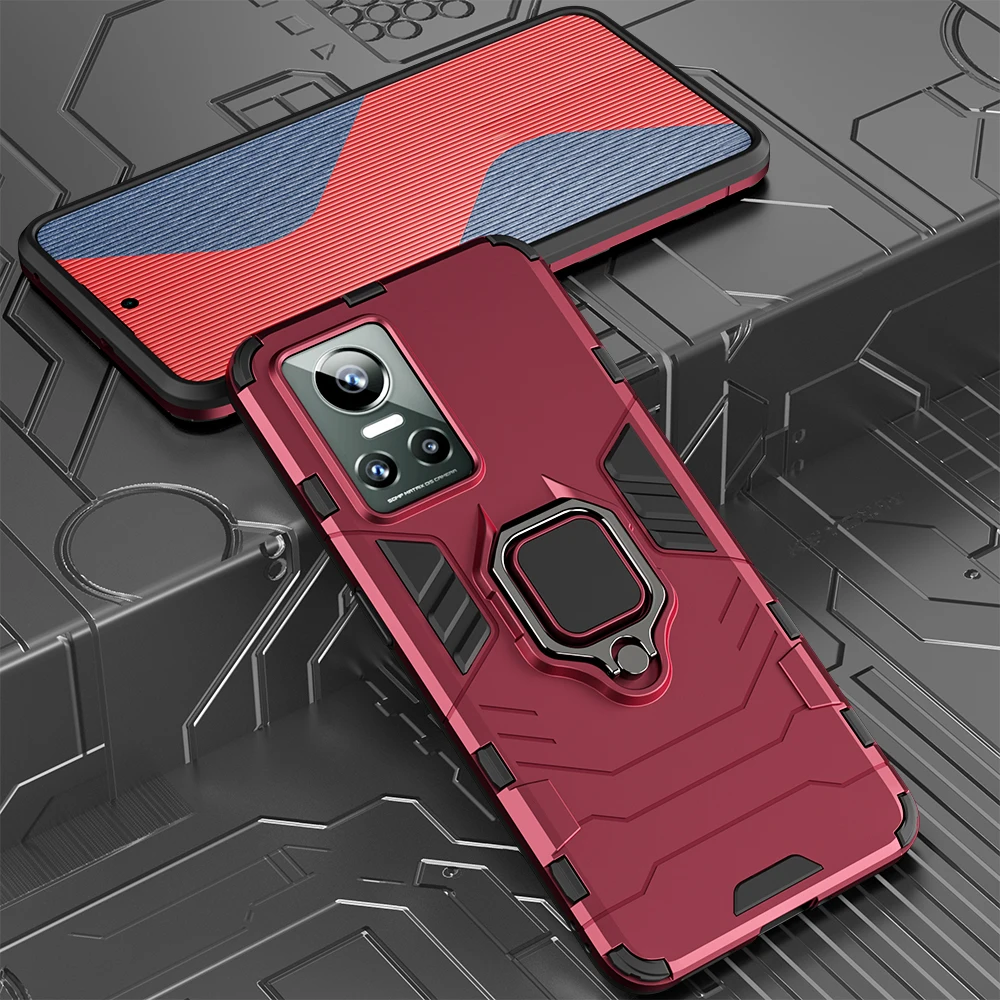 KEYSION Stoßfeste Rüstungshülle für Realme GT Neo 3 3T 2 2T 2 Pro Ringständer Telefon-Rückseitenabdeckung für OPPO Reno 7 4G 7Z 5G F21_voghion.com