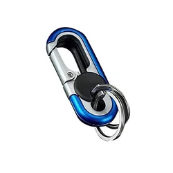 Elegant Double Ring Metal Key Holder - Stylish Men's Keychain Gift & Car Accessory (Blue)