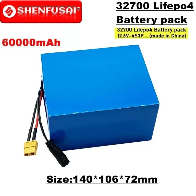 

LiFePO4 32700 cell pack, 4s3p, 12.6v, 60ah, built - in with BMS, suitable for electric bicycle cells, UPS, Solar Cells, etc.