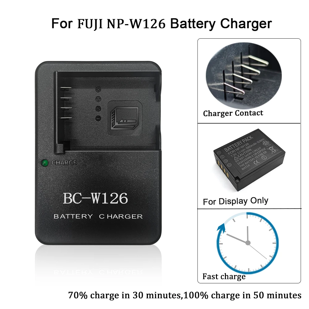 BC-W126 Charger for FUJI NP-W126S/NP-W126 Battery FinePix HS-30EXR