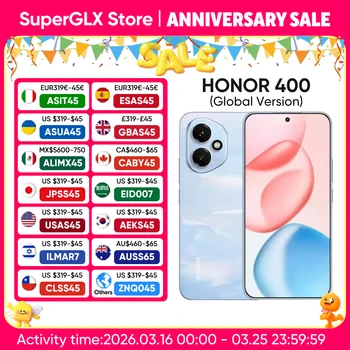 Original New Global Version HONOR 400 5G Smartphone Snapdragon 7 Gen 3  6.55" 120Hz AMOLED Display 200MP 6000mAh 80W SuperCharge