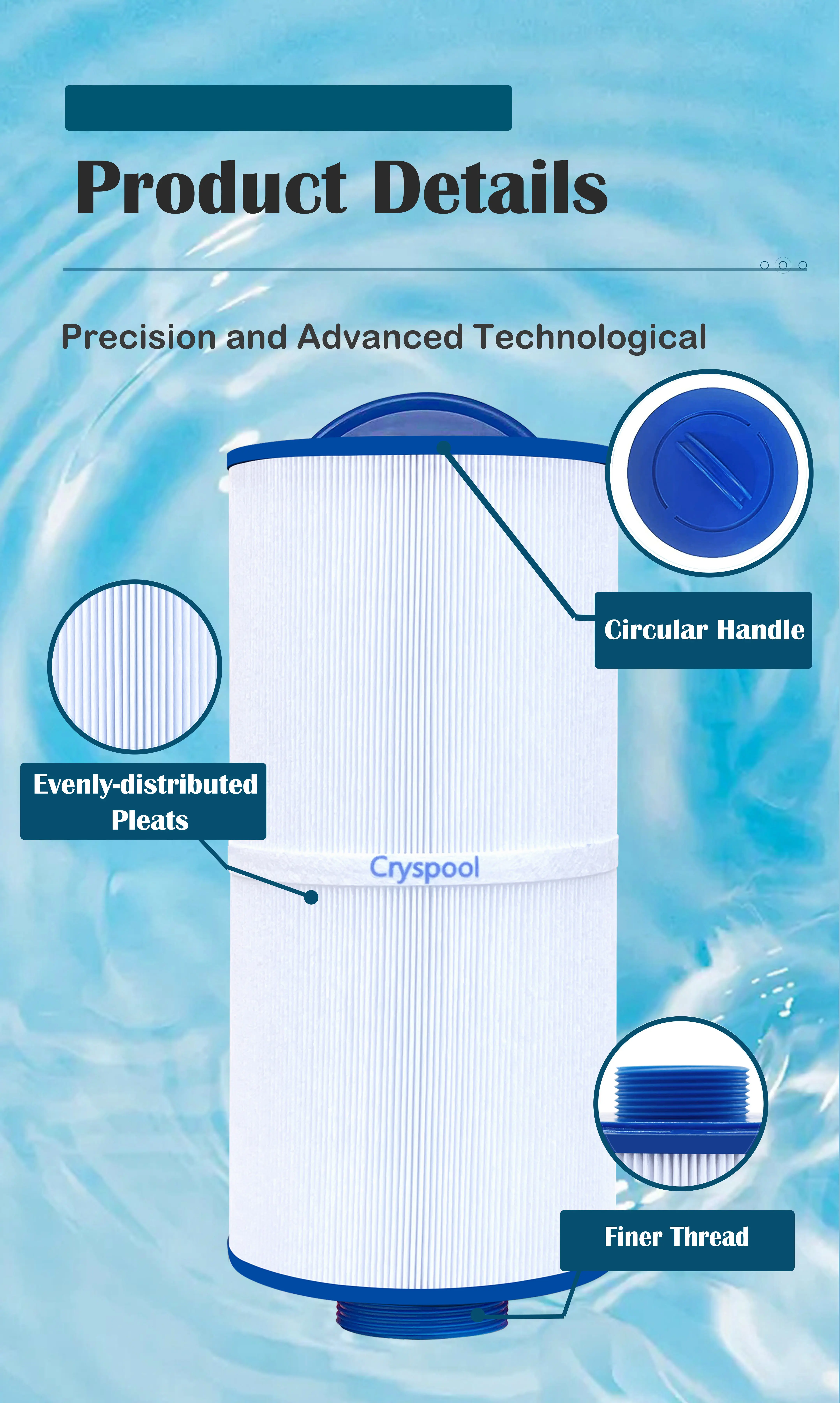 Description Picture 4 of itemCryspool 2" MPT-Thread Spa Filter Compatible with Tuff spa Filter, Del Sol Spas, Sundance Spas 6540-723,5CH-402, FC-2811,2 Pack