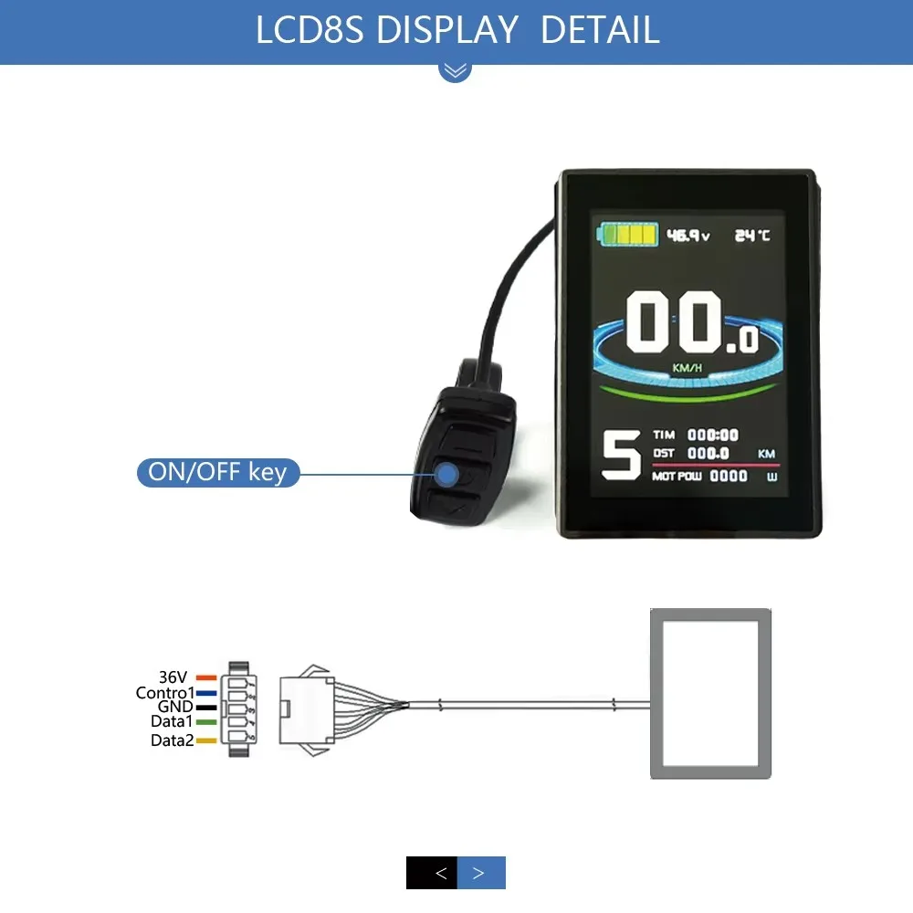 Kunteng 전기 자전거 KT-LCD8S 디스플레이 SM/방수 플러그 다채로운 방수 플러그 다채로운 LCD 디스플레이 Ebike 변환 키트