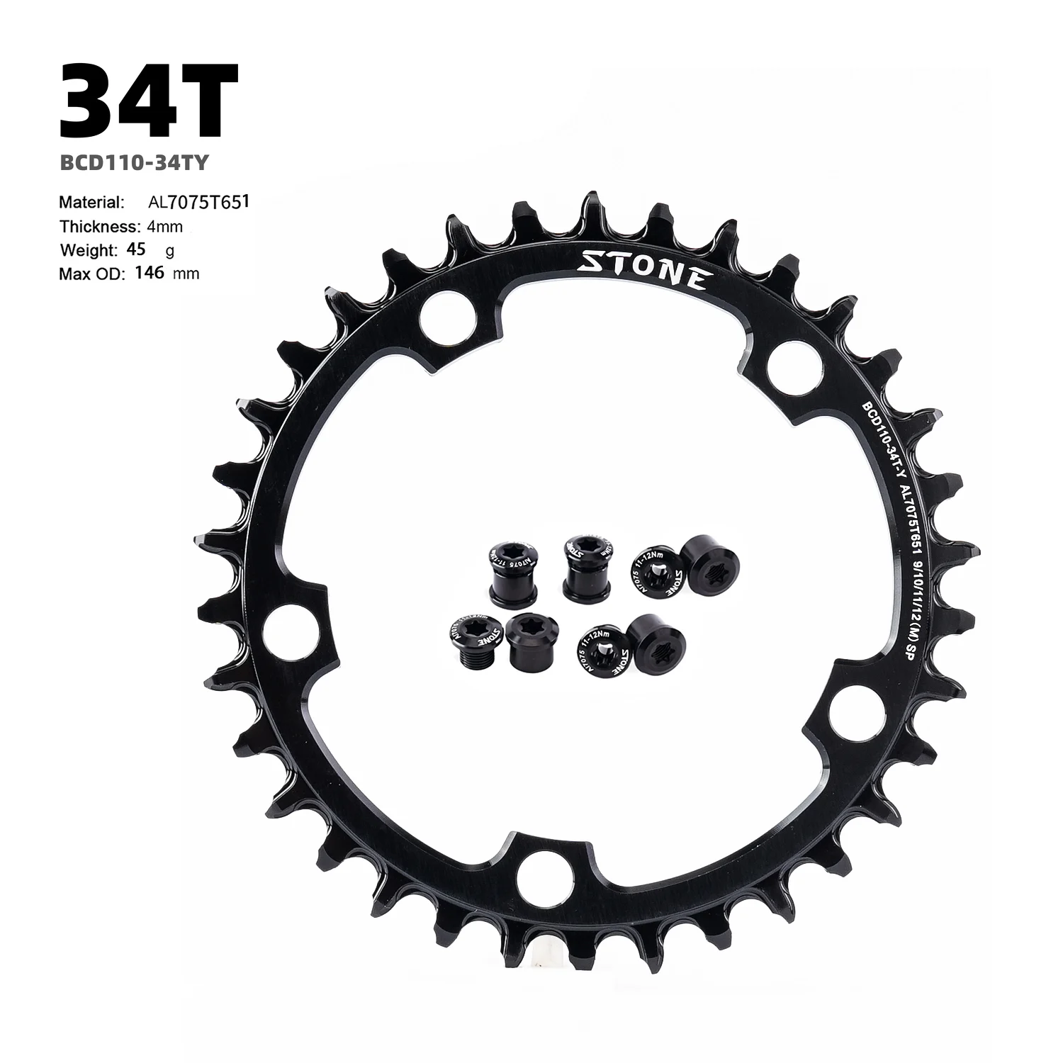 Stone Alloy 7075 Single Chainring BCD 110mm 32T - 60T Circle Chain
