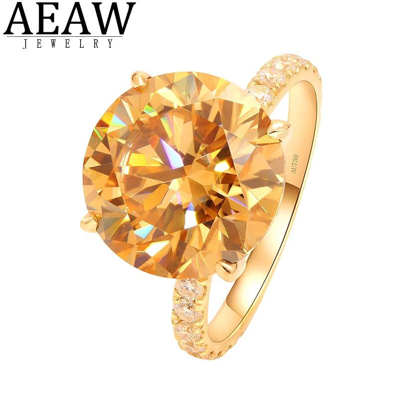 AEAW 12mm 14K Yellow Gold Round Cut Engagement&Wedding