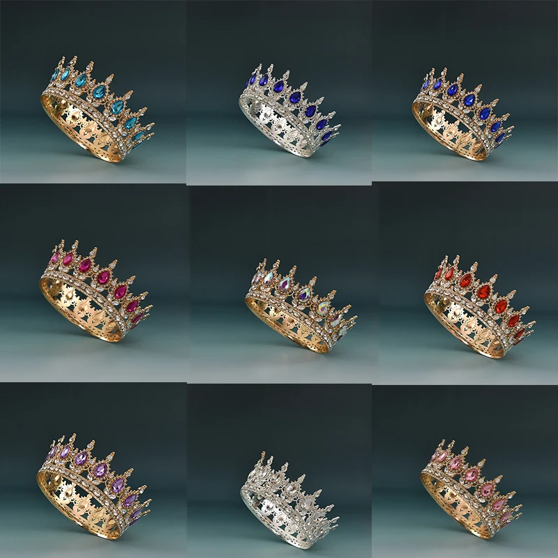 European Princess Queen Round Crystal Crowns Tiara Bridal Wedding Party Hair Accessories hair accessory hair headdress bridal headwear hair band crown