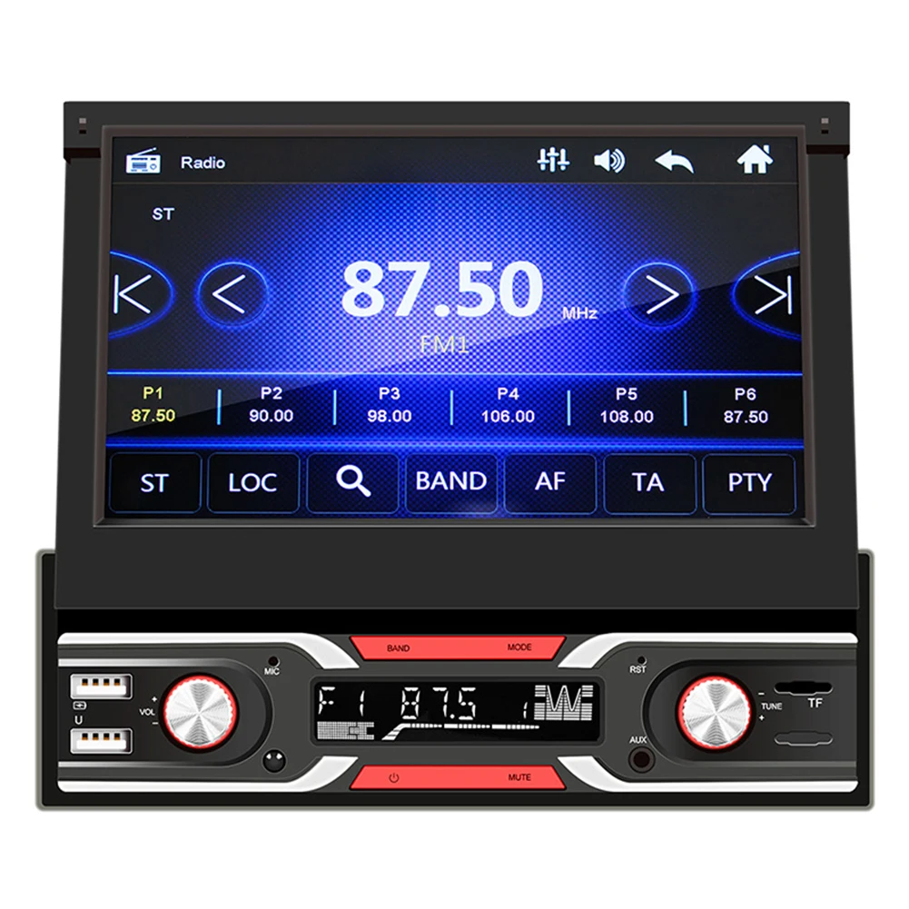 7 Inch Car MP5 AM/FM Radio Retractable Touch Screen MP5 Player B-luetooth Wireless C-arplay A-ndroid Auto Electric Accessary