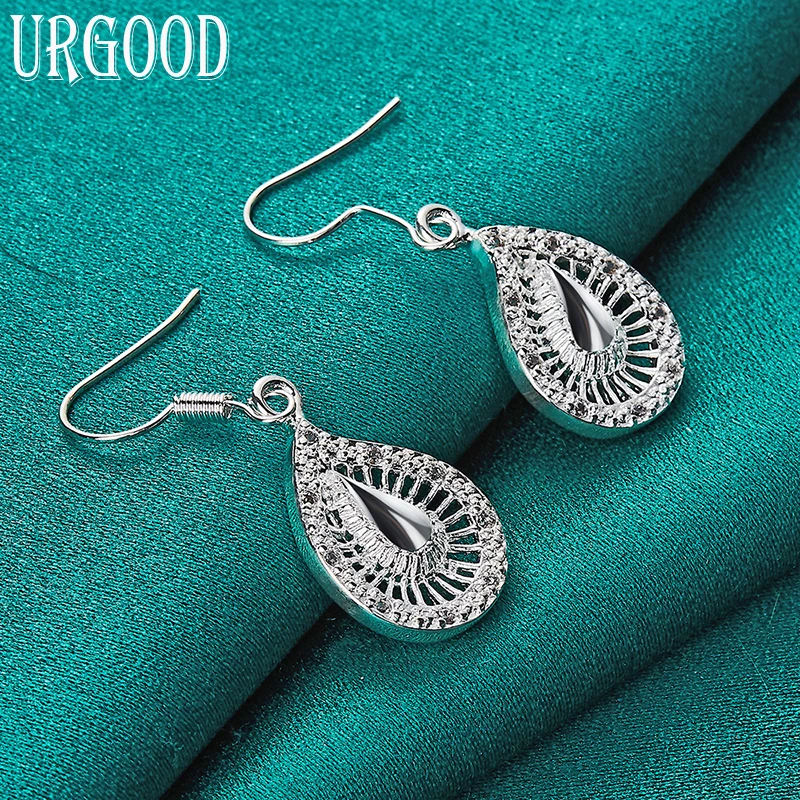 

925 Sterling Silver Water Droplets Drop Earrings For Women Party Engagement Wedding Fashion Jewelry Gift