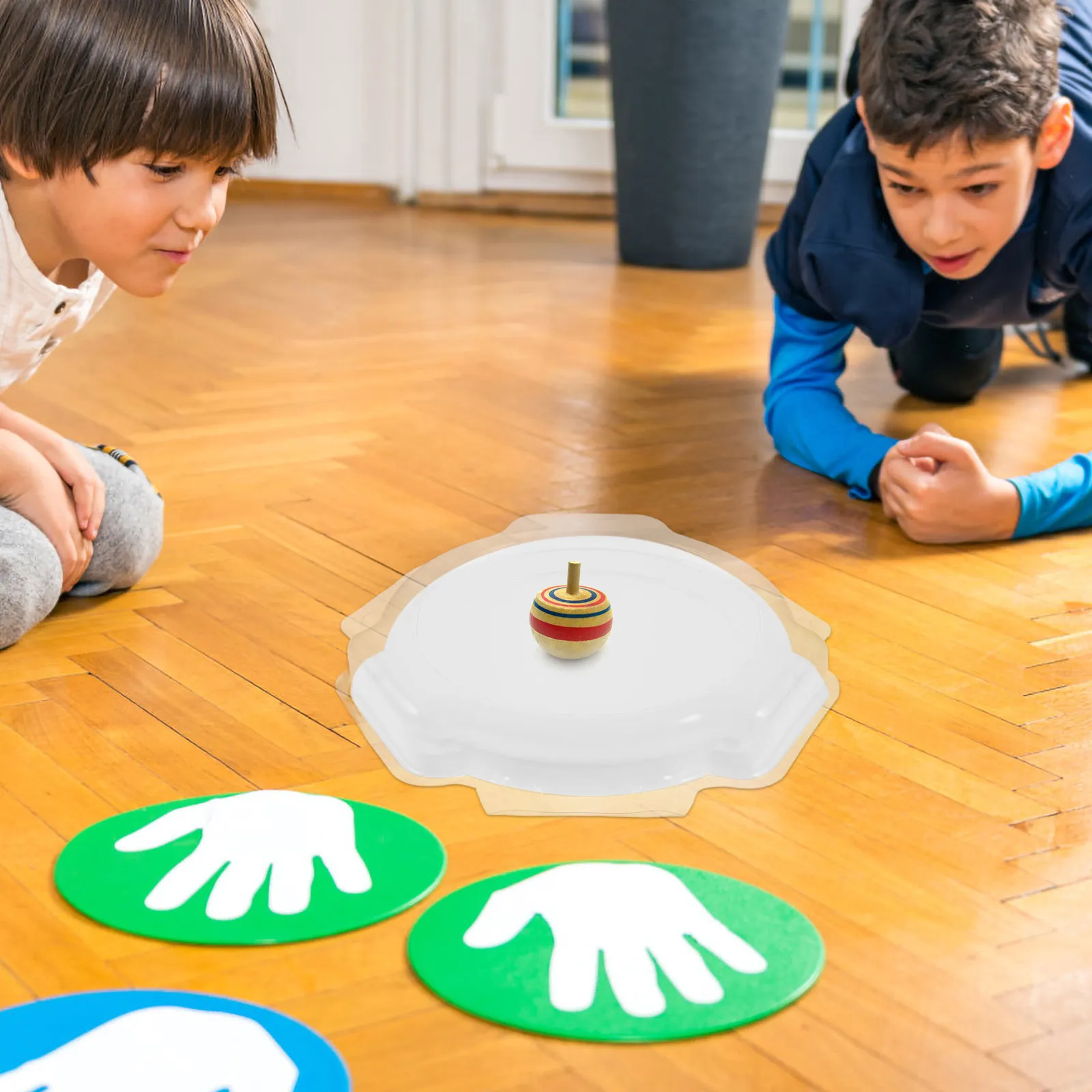흰색 원형 자이로 플라스틱 디스크 게임, 어린이용 인터랙티브 회전 자이로 디스크 플레이트, 실내외 놀이 스타디움