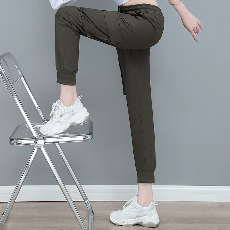 New Female High Waist Casual Sports Workwear Pants For Women'S Spring And Autumn Fashion Versatile Slim Harlan 9-Point Trousers elmsk men s workwear pants fashion loose fitting harlan casual pants 2023 new spring and autumn outdoor sports trend pants