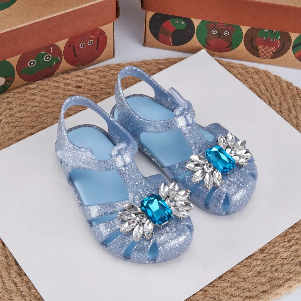 

Melissa 2023 Children's Baotou Sandals Girls Waterproof Diamond Sparkling Hollow Sandals Baby Kids Princess Jelly Shoes HMI120