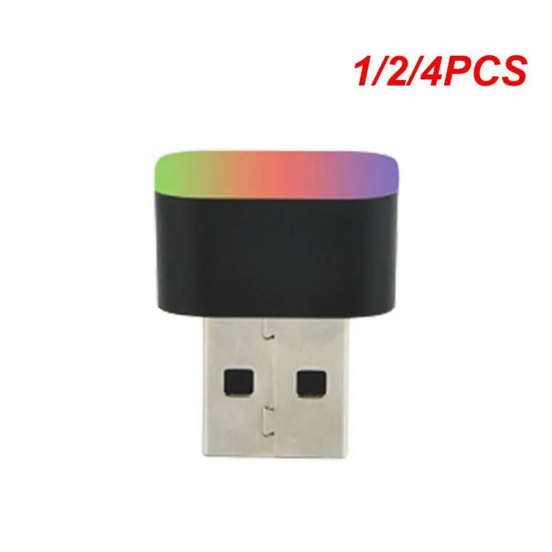 

1/2/4PCS Mini USB Light LED USB Night Light Modeling Car Ambient Light Neon Interior Light Car Jewelry (5 kinds of light colors)