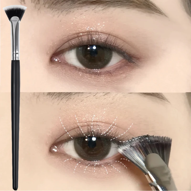

Fan-shaped Makeup Brush Multifunction Wood Handle Soft Eyelash Mascara Highlighter Eyeliner Brow Brushes Facial Makeup Tools