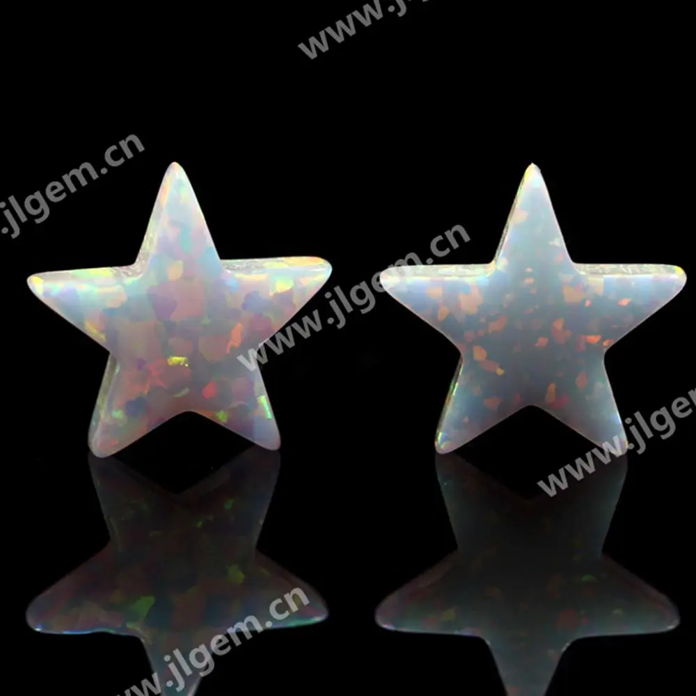 (2 Pz/5 Pz/10 Pz/Lotto) 10Mm Bianco Op17 Stella Gemme Opale Sintetico Ciondolo In Pietra Per Collana