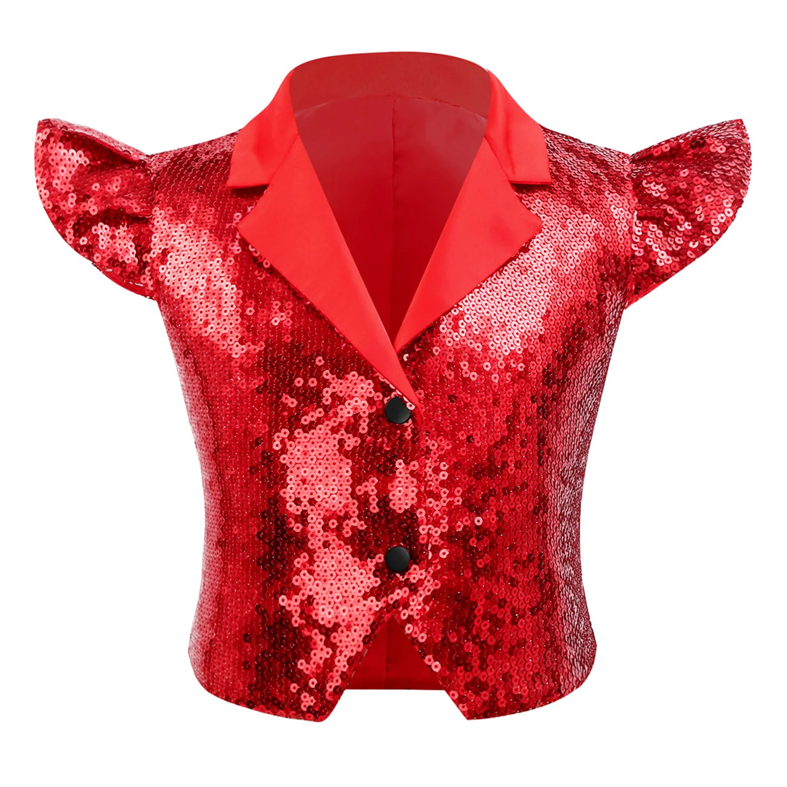여자를위한 패션 어린이 조끼 어린이 스팽글 민소매 자켓 생일 파티 양복 조끼 70s 디스코 의상 조끼 탱크 탑
