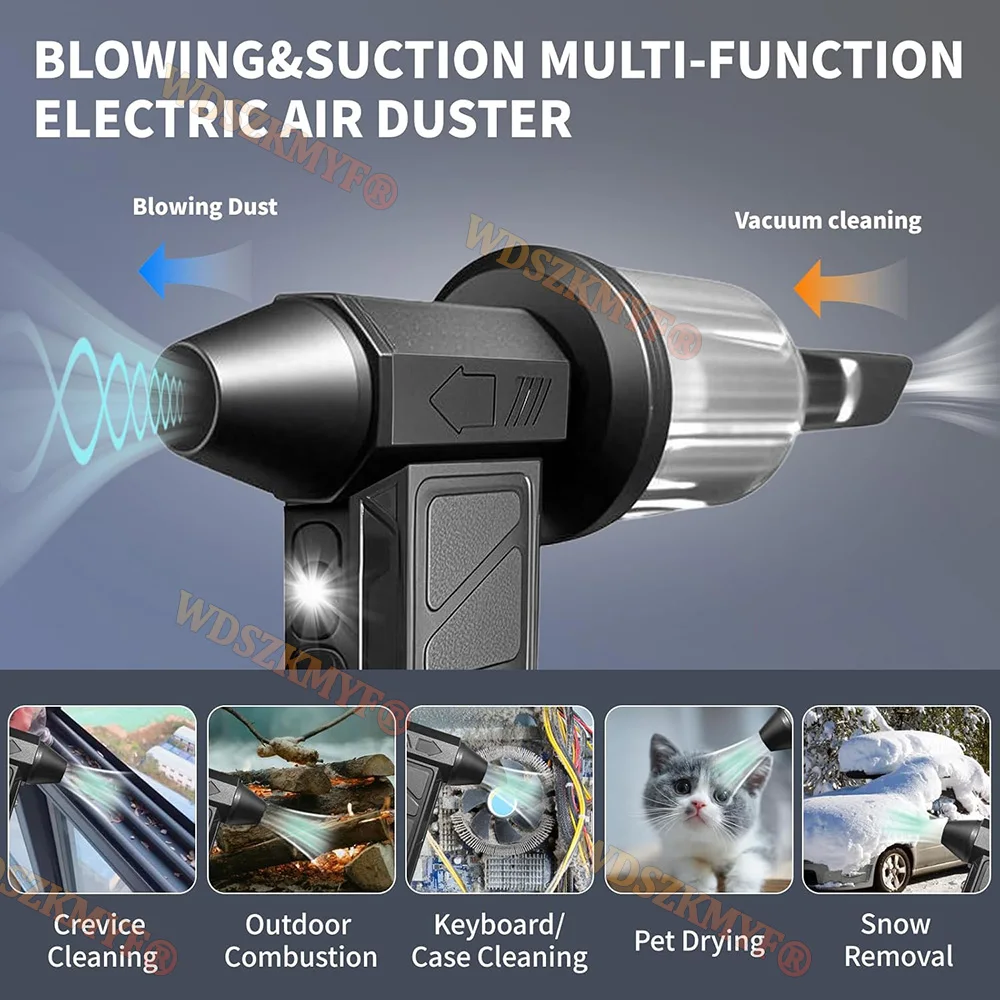 130000RPM Brushless Motor Electric Air Blower High-Speed Turbo Jet Fan Rechargeable Powerful Air Duster Nozzle Cleaning Kits