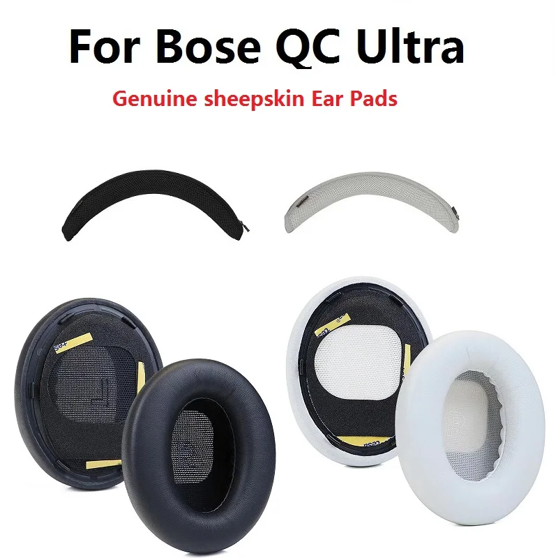 Genuine sheepskin Ear Pads for Bose QuietComfort Ultra Headphones Replacement QC ultra Earmuffs headband protective sheath cover