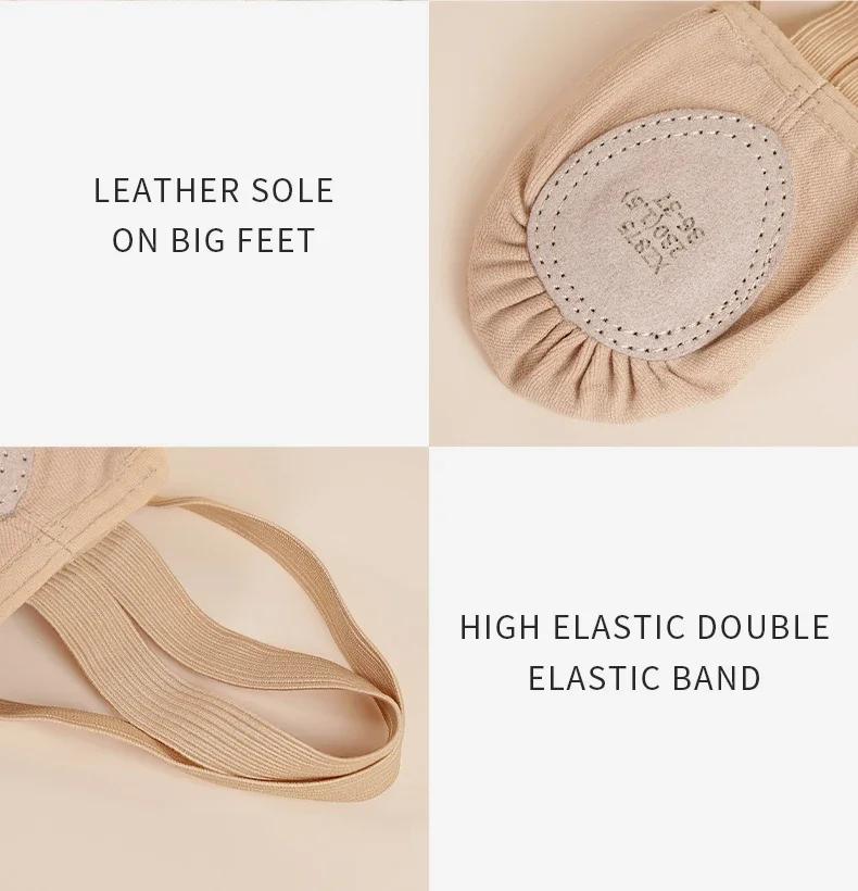 Damen-Ballettschuhe mit halber Sohle, lässig, elastisches Band, Tanzschuhe, Rhythmische Gymnastik, leichte, bequeme Schuhe – Detail 7