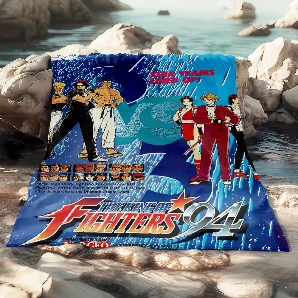 애니메이션 KOF HD 아트 인쇄 담요. 오버사이즈 소파 침대 커버, 부드럽고 털이 많은 담요, 부드럽고 따뜻한 플란넬 던지기 담요, 선물
